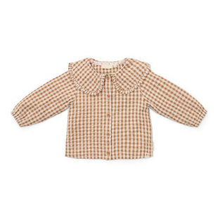 Blusa colletto quadretto - beige